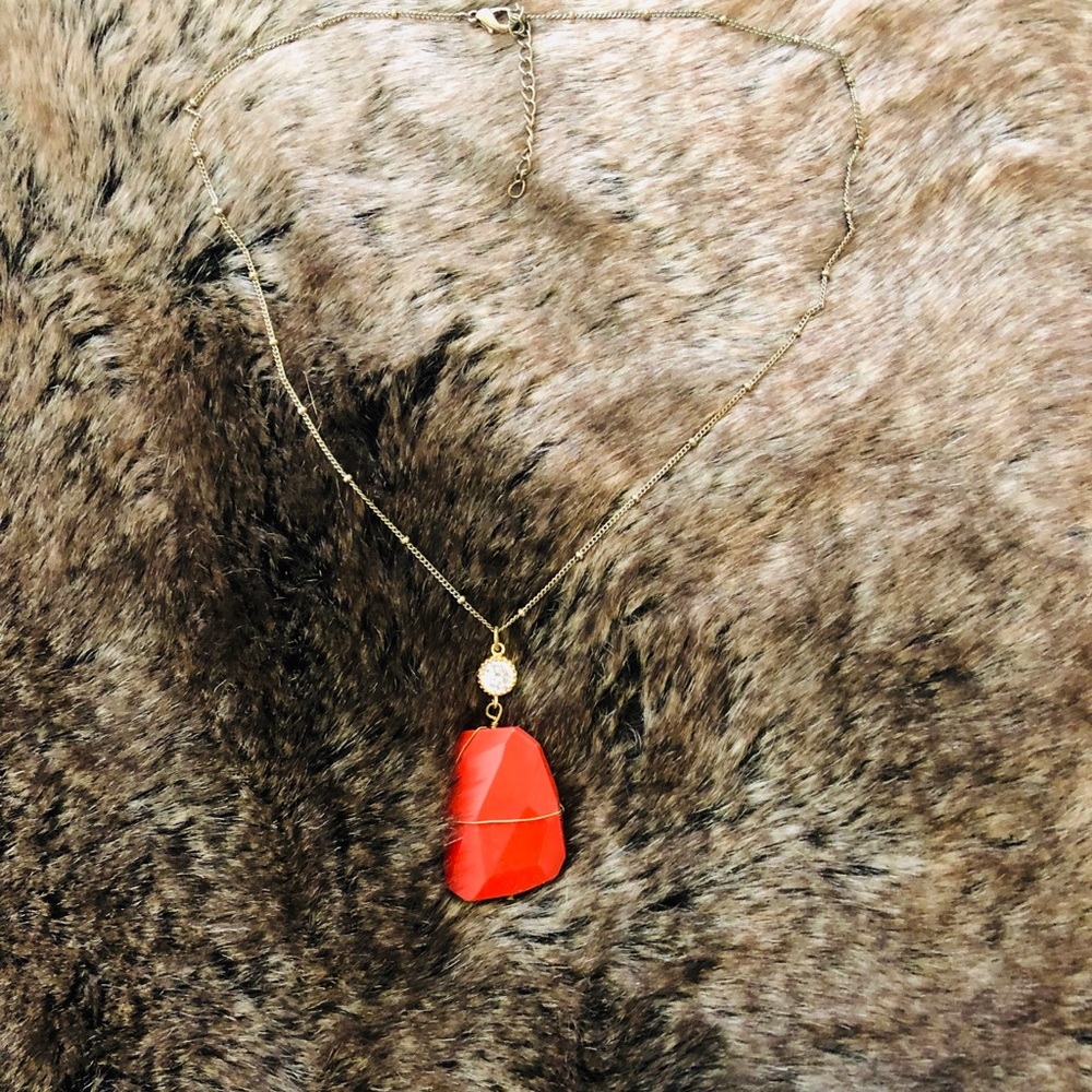 Burnt Orange Stone Necklace
